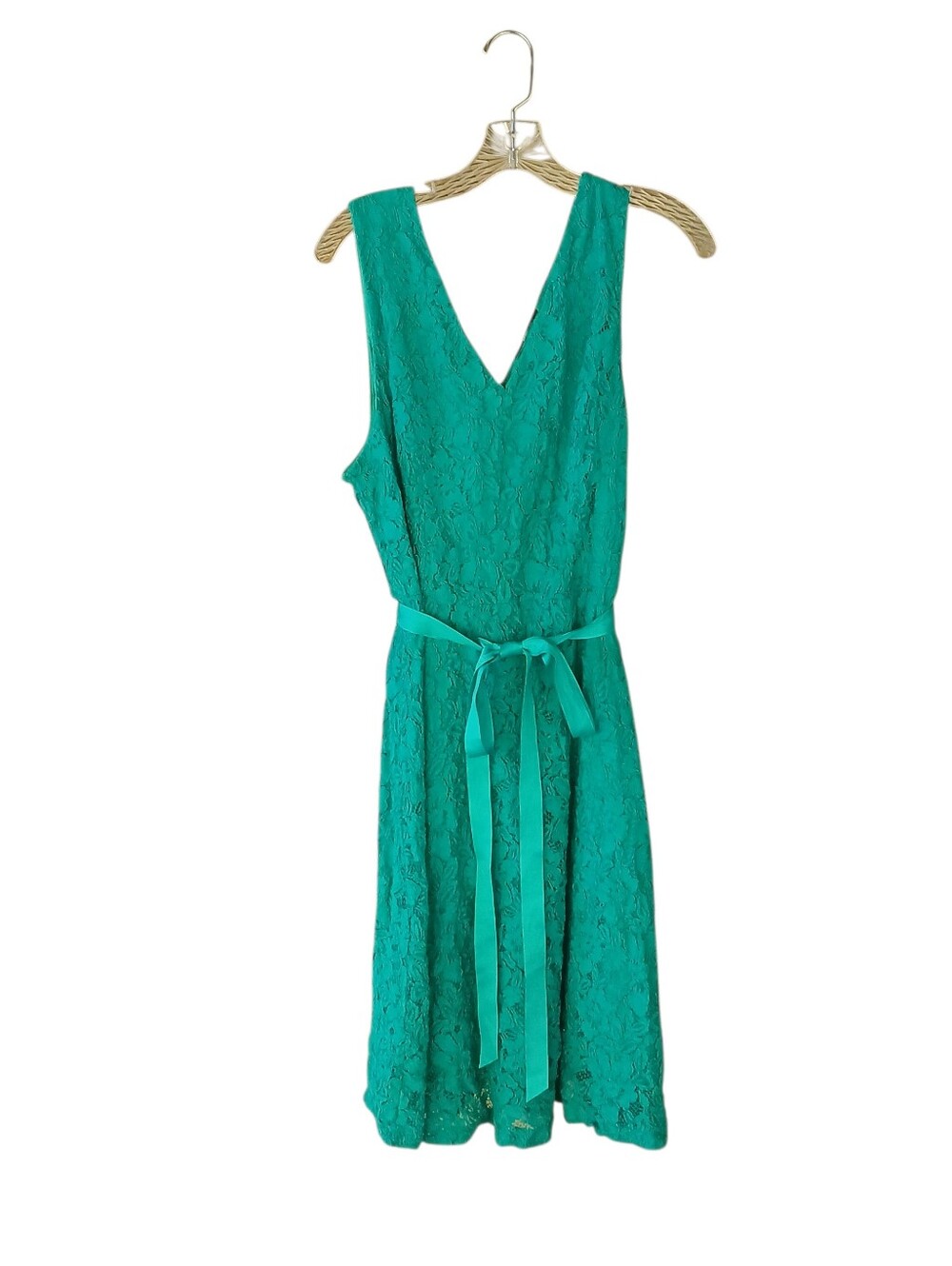 Lane Bryant Green V Neck Sleeveless Fit & Flair Lace Midi Dress Size 14W/16W
